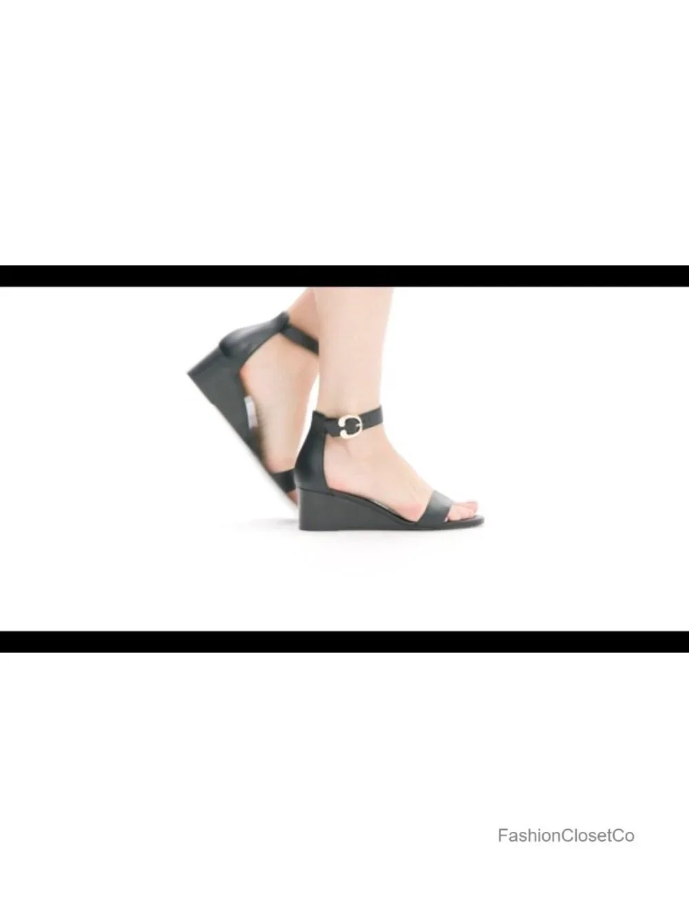 Ankle Strap Wedge Sandal Buckle Padded Insole Round Toe